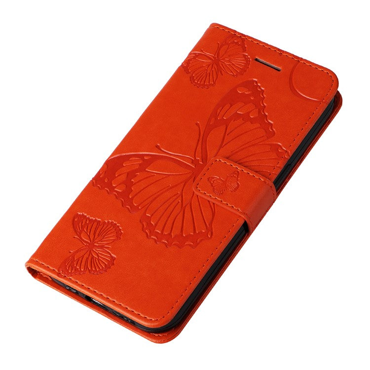 KT Imprinting Flower Series-2 For Motorola Moto X50 Ultra 5G / Edge 50 Ultra 5G Case PU Leather Butterfly Imprint Phone Cover - Orange