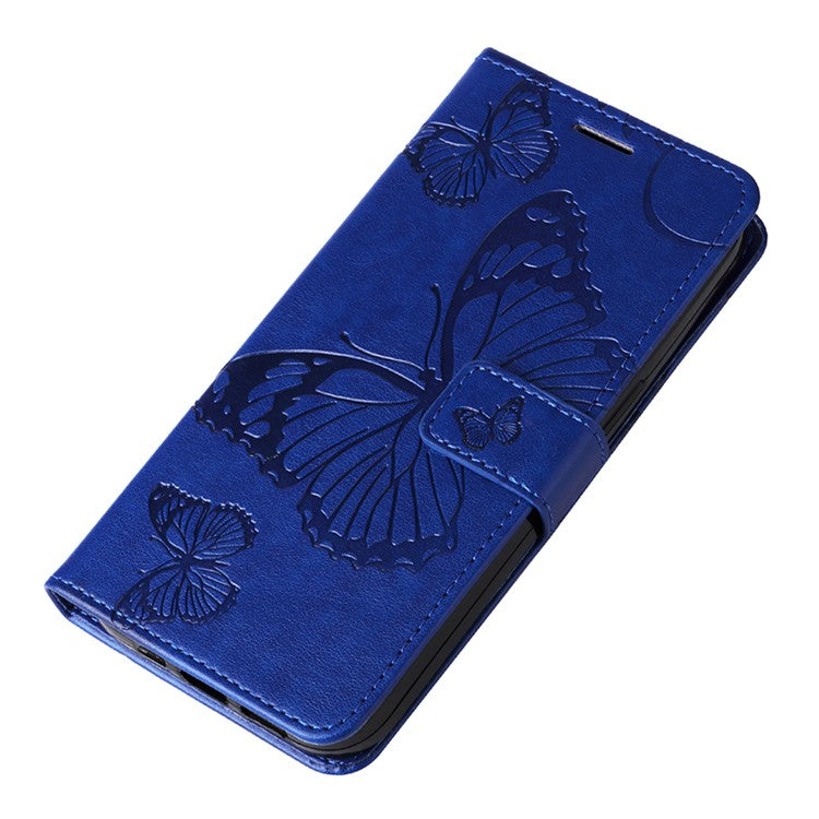 KT Imprinting Flower Series-2 For Motorola Moto X50 Ultra 5G / Edge 50 Ultra 5G Case PU Leather Butterfly Imprint Phone Cover - Blue