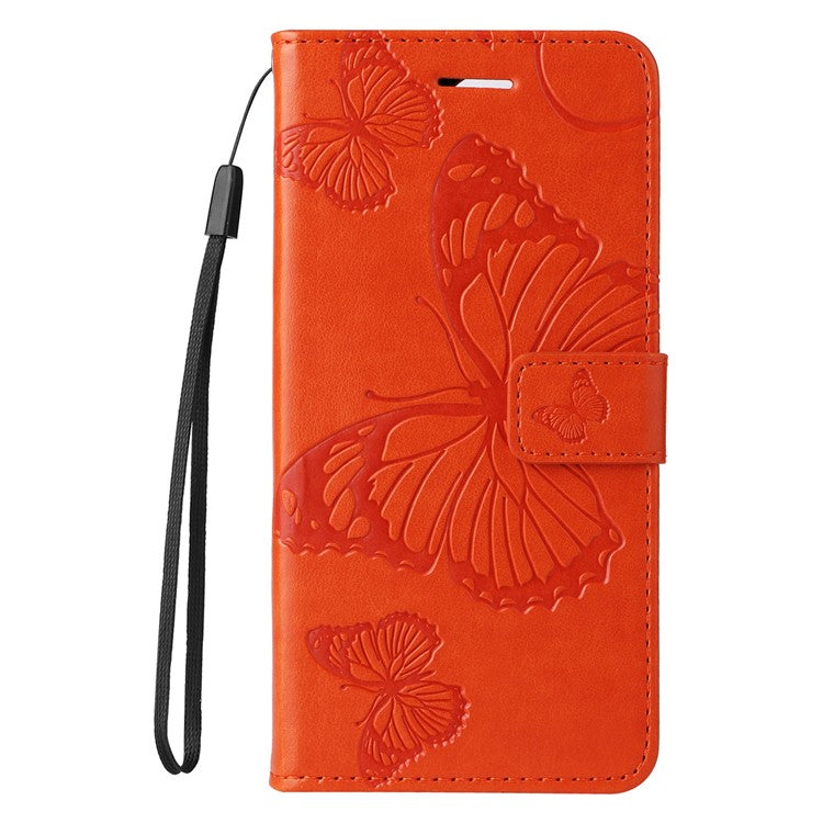KT Imprinting Flower Series-2 For Oppo Reno12 5G (Global) Phone Case Butterfly Imprint Leather Wallet Cover - Orange