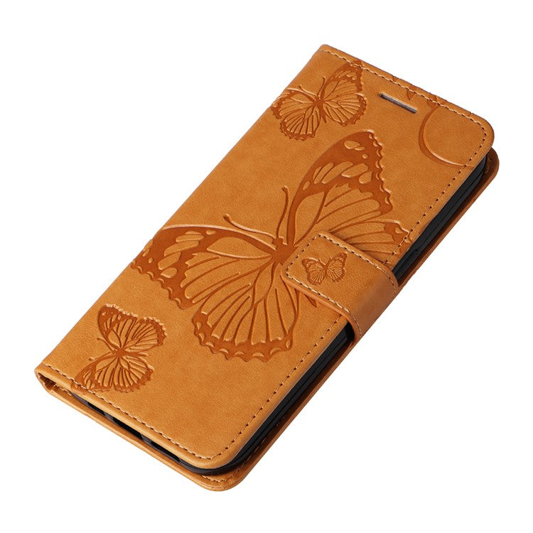 KT Imprinting Flower Series-2 For Oppo Reno12 5G (Global) Phone Case Butterfly Imprint Leather Wallet Cover - Yellow