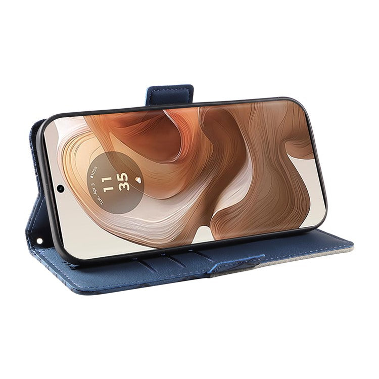 For Motorola Moto X50 Ultra 5G / Edge 50 Ultra 5G Wallet Stand Case Leather Phone Cover Rhombus Imprint - Blue