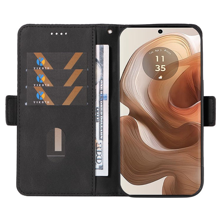 For Motorola Moto X50 Ultra 5G / Edge 50 Ultra 5G Wallet Stand Case Leather Phone Cover Rhombus Imprint - Black