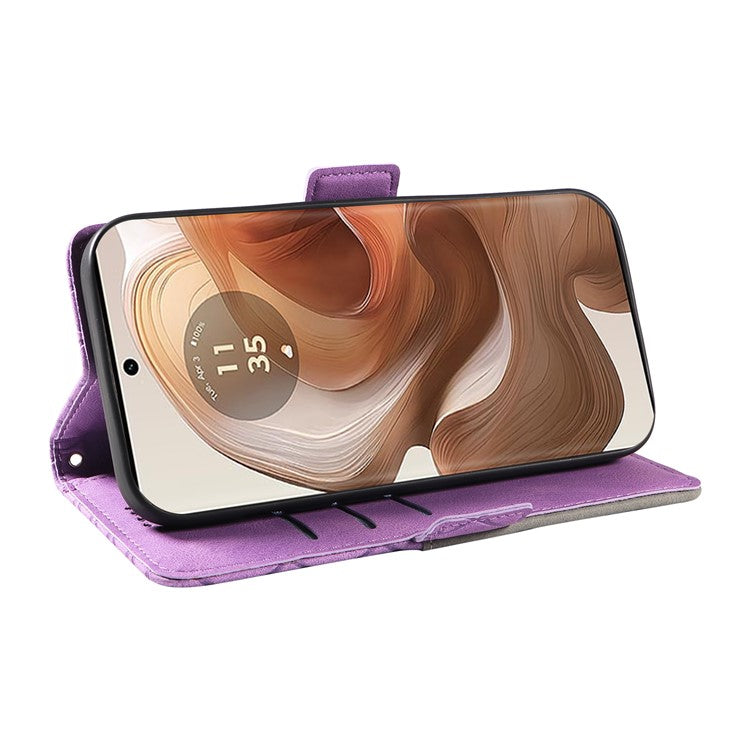 For Motorola Moto X50 Ultra 5G / Edge 50 Ultra 5G Wallet Stand Case Leather Phone Cover Rhombus Imprint - Light Purple