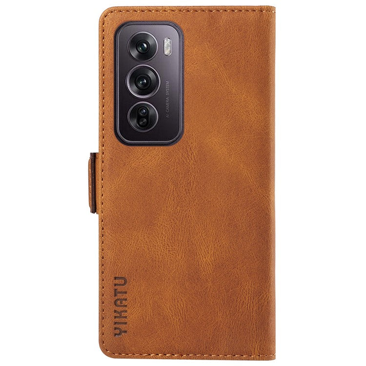 YIKATU YK-005 For Oppo Reno12 Pro 5G (Global) / (China) Phone Case Skin-Touch Leather Cover - Brown