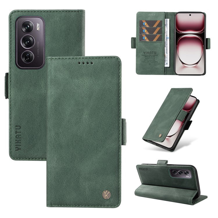 YIKATU YK-005 For Oppo Reno12 Pro 5G (Global) / (China) Phone Case Skin-Touch Leather Cover - Green