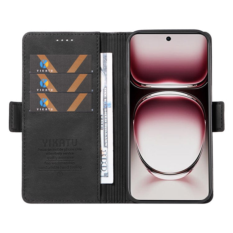 YIKATU YK-005 For Oppo Reno12 Pro 5G (Global) / (China) Phone Case Skin-Touch Leather Cover - Black