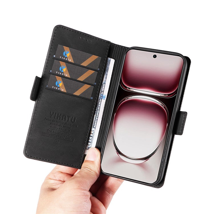 YIKATU YK-005 For Oppo Reno12 Pro 5G (Global) / (China) Phone Case Skin-Touch Leather Cover - Black