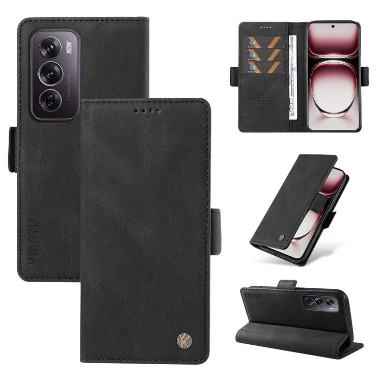 YIKATU YK-005 For Oppo Reno12 Pro 5G (Global) / (China) Phone Case Skin-Touch Leather Cover - Black