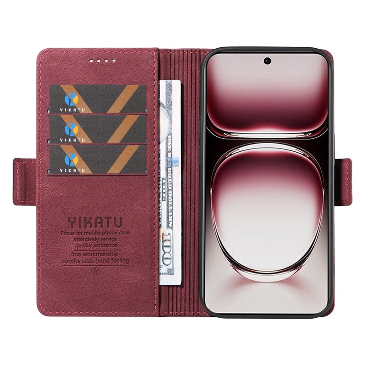 YIKATU YK-005 For Oppo Reno12 Pro 5G (Global) / (China) Phone Case Skin-Touch Leather Cover - Wine Red