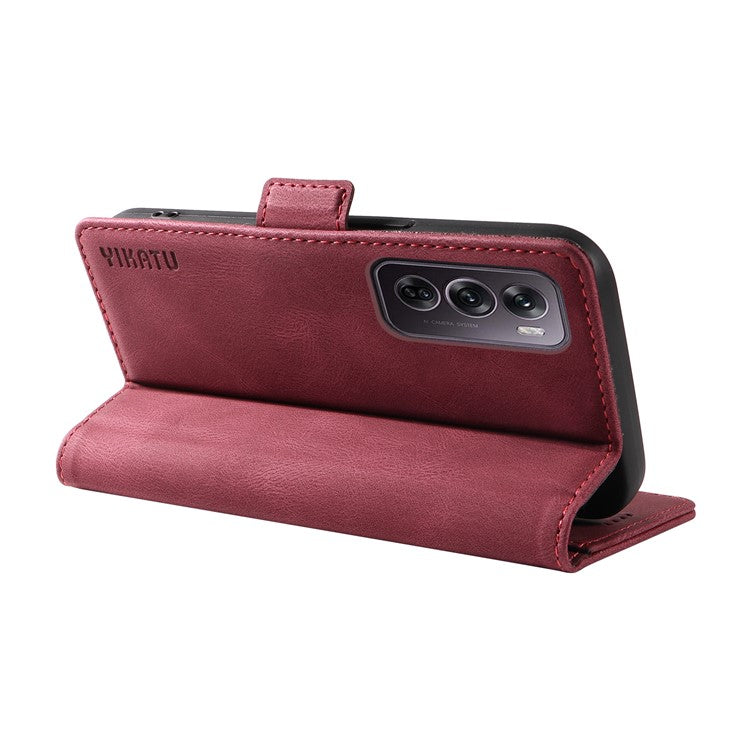 YIKATU YK-005 For Oppo Reno12 Pro 5G (Global) / (China) Phone Case Skin-Touch Leather Cover - Wine Red