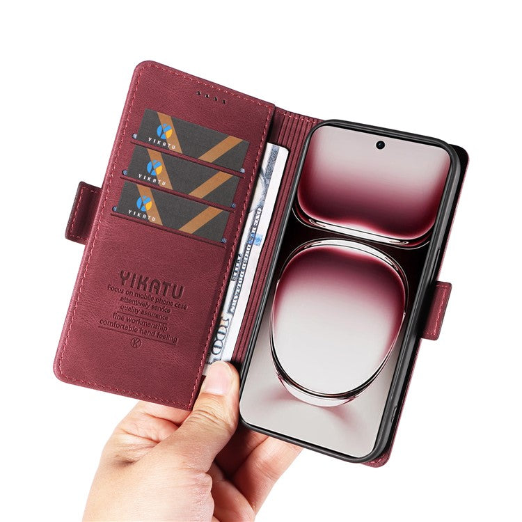 YIKATU YK-005 For Oppo Reno12 Pro 5G (Global) / (China) Phone Case Skin-Touch Leather Cover - Wine Red