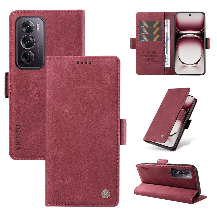 YIKATU YK-005 For Oppo Reno12 Pro 5G (Global) / (China) Phone Case Skin-Touch Leather Cover - Wine Red