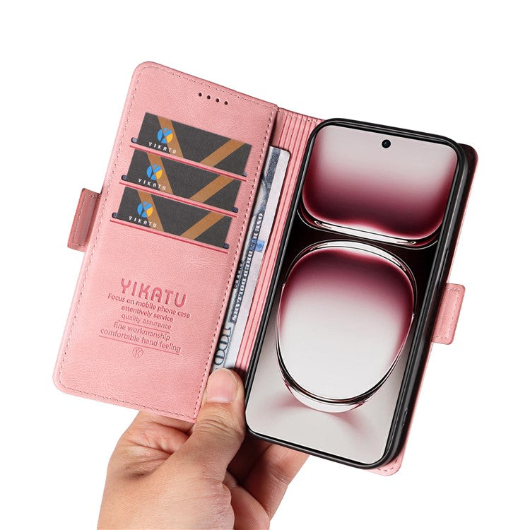 YIKATU YK-005 For Oppo Reno12 Pro 5G (Global) / (China) Phone Case Skin-Touch Leather Cover - Pink