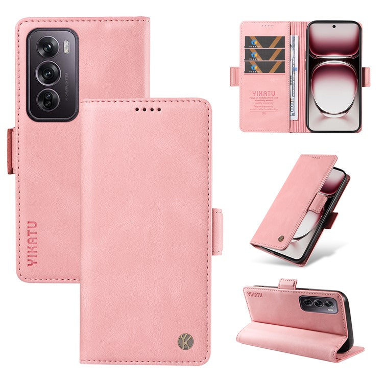 YIKATU YK-005 For Oppo Reno12 Pro 5G (Global) / (China) Phone Case Skin-Touch Leather Cover - Pink