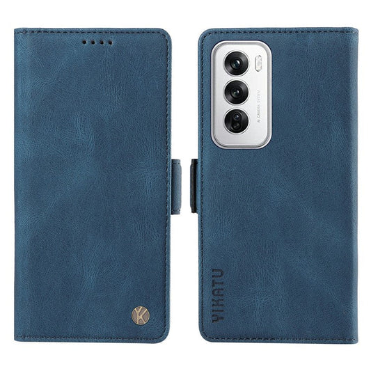 YIKATU YK-005 For Oppo Reno12 5G (Global) Leather Phone Case Side Magnetic Clasps - Blue