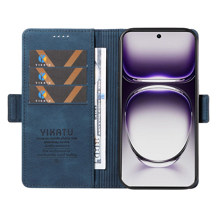YIKATU YK-005 For Oppo Reno12 5G (Global) Leather Phone Case Side Magnetic Clasps - Blue