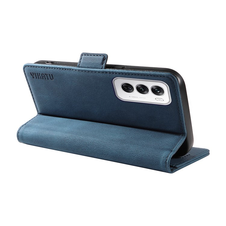 YIKATU YK-005 For Oppo Reno12 5G (Global) Leather Phone Case Side Magnetic Clasps - Blue