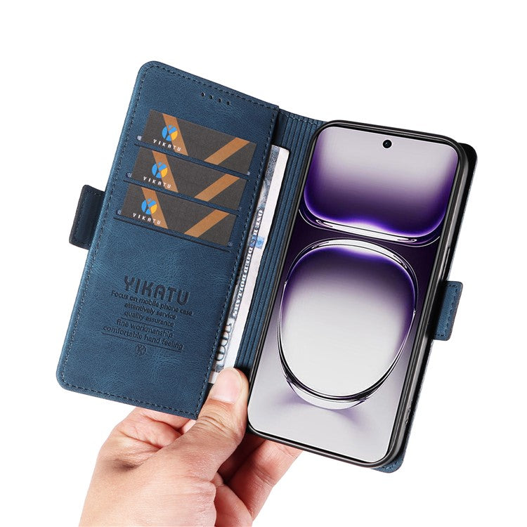 YIKATU YK-005 For Oppo Reno12 5G (Global) Leather Phone Case Side Magnetic Clasps - Blue