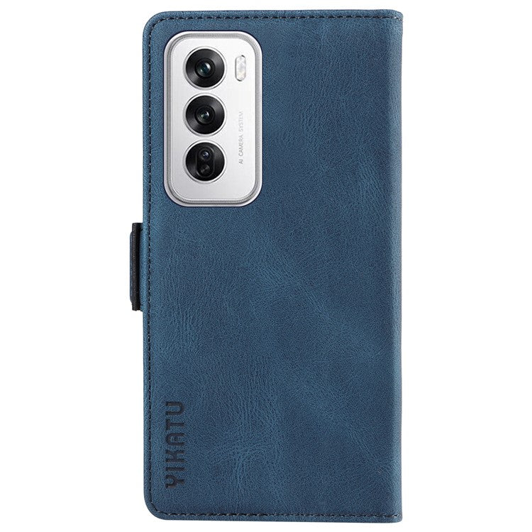 YIKATU YK-005 For Oppo Reno12 5G (Global) Leather Phone Case Side Magnetic Clasps - Blue