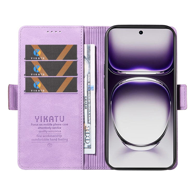 YIKATU YK-005 For Oppo Reno12 5G (Global) Leather Phone Case Side Magnetic Clasps - Purple