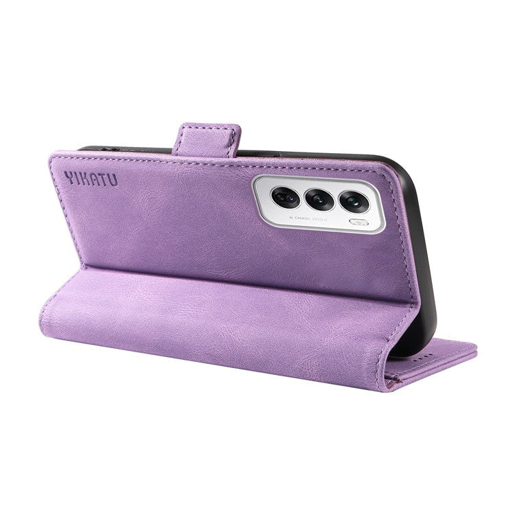 YIKATU YK-005 For Oppo Reno12 5G (Global) Leather Phone Case Side Magnetic Clasps - Purple
