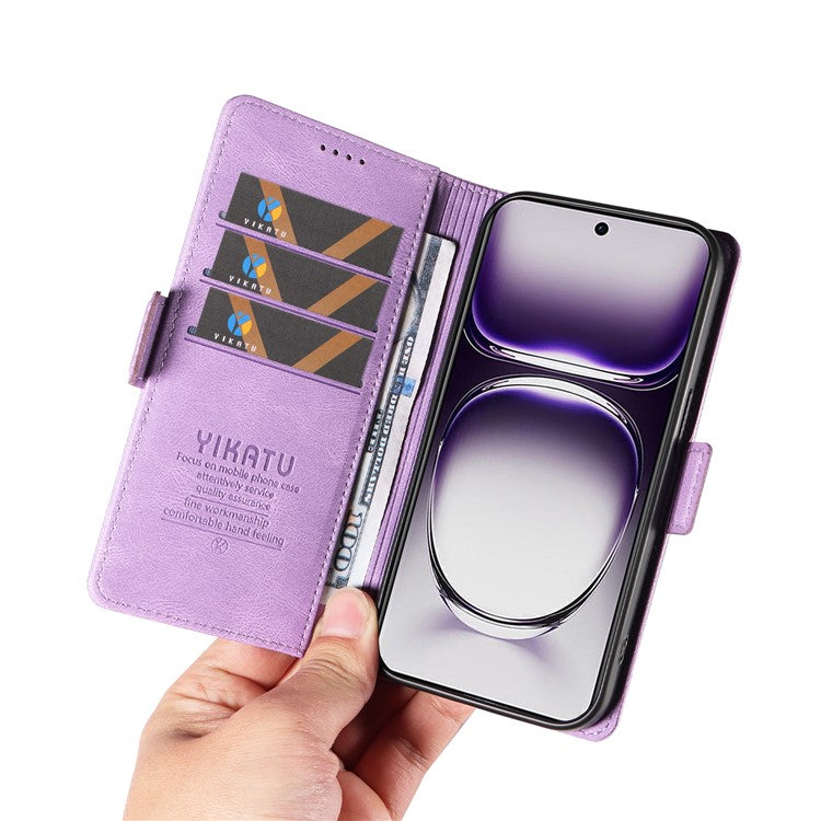YIKATU YK-005 For Oppo Reno12 5G (Global) Leather Phone Case Side Magnetic Clasps - Purple