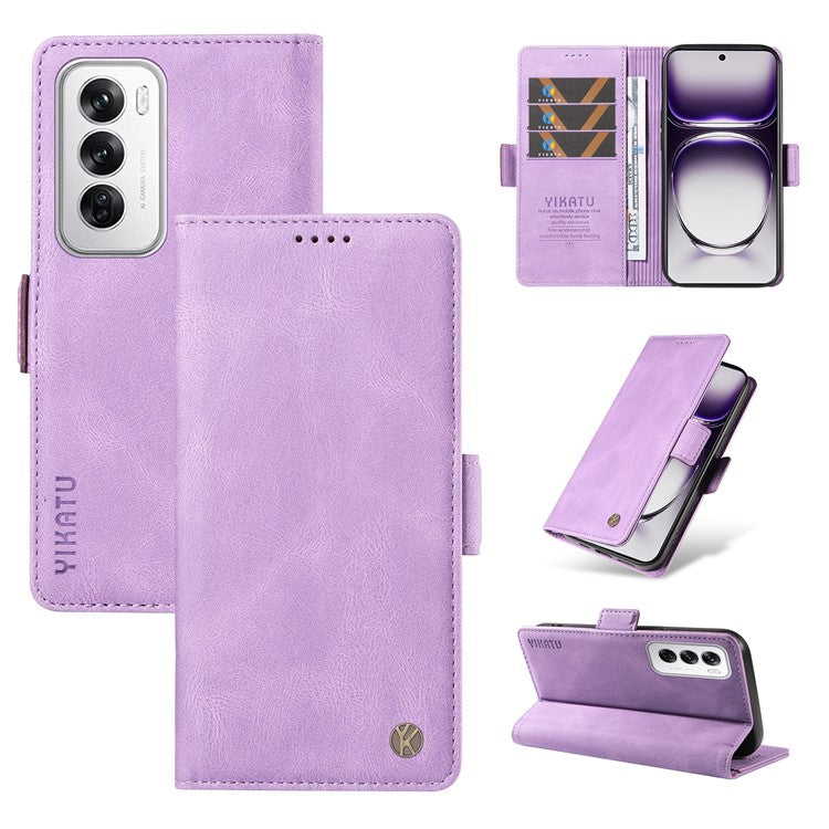 YIKATU YK-005 For Oppo Reno12 5G (Global) Leather Phone Case Side Magnetic Clasps - Purple