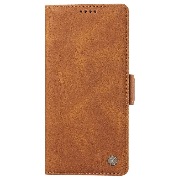 YIKATU YK-005 For Oppo Reno12 5G (Global) Leather Phone Case Side Magnetic Clasps - Brown