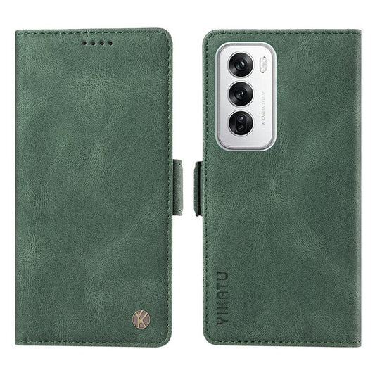 YIKATU YK-005 For Oppo Reno12 5G (Global) Leather Phone Case Side Magnetic Clasps - Green
