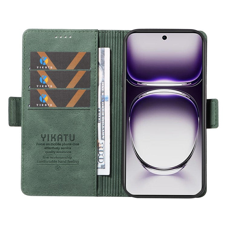YIKATU YK-005 For Oppo Reno12 5G (Global) Leather Phone Case Side Magnetic Clasps - Green