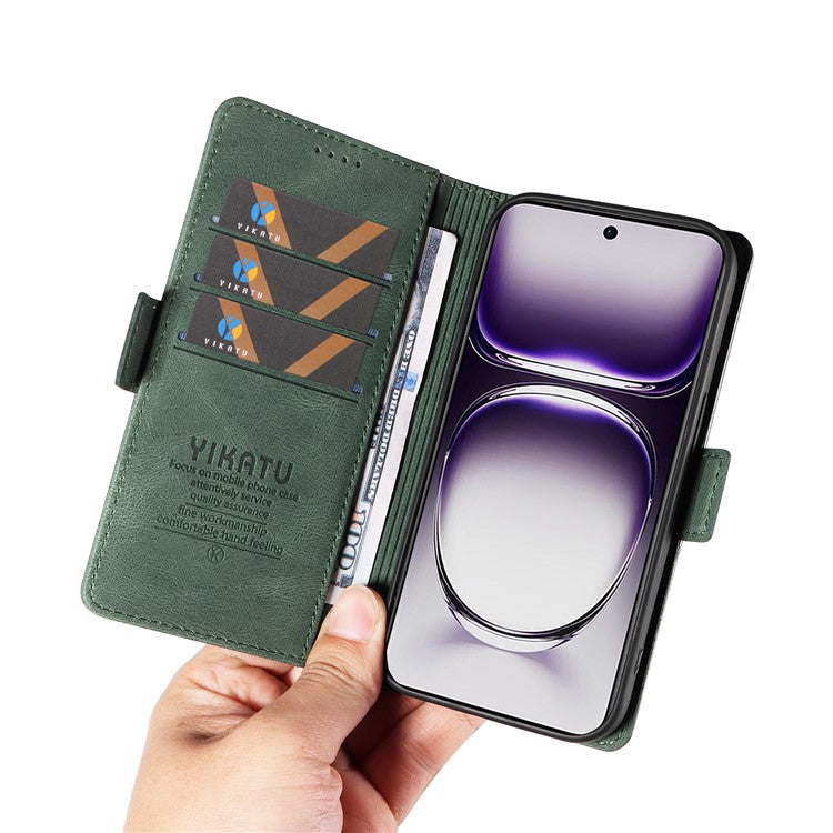 YIKATU YK-005 For Oppo Reno12 5G (Global) Leather Phone Case Side Magnetic Clasps - Green
