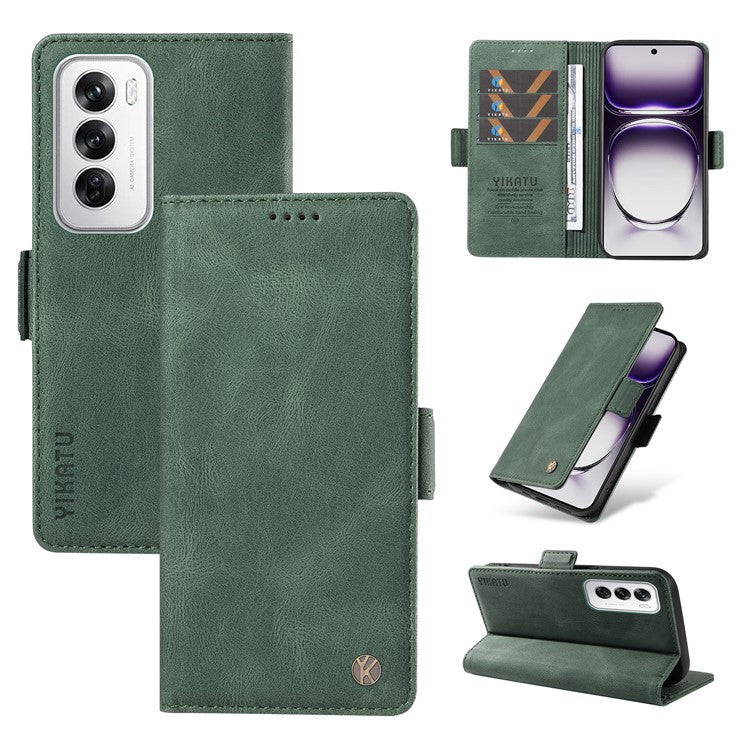 YIKATU YK-005 For Oppo Reno12 5G (Global) Leather Phone Case Side Magnetic Clasps - Green