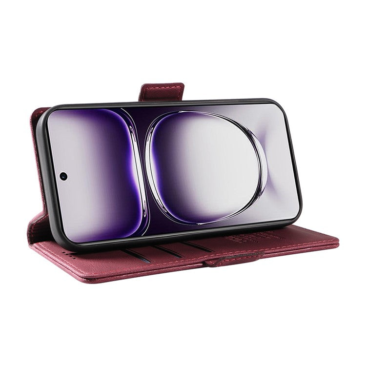 YIKATU YK-005 For Oppo Reno12 5G (Global) Leather Phone Case Side Magnetic Clasps - Wine Red