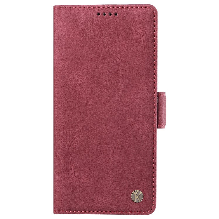 YIKATU YK-005 For Oppo Reno12 5G (Global) Leather Phone Case Side Magnetic Clasps - Wine Red