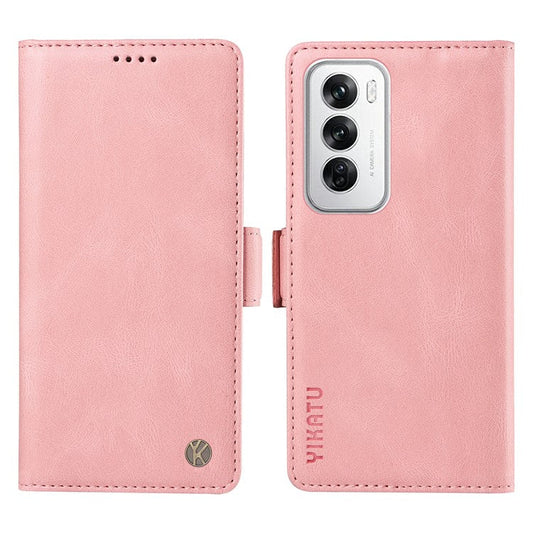 YIKATU YK-005 For Oppo Reno12 5G (Global) Leather Phone Case Side Magnetic Clasps - Pink