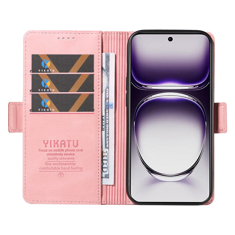 YIKATU YK-005 For Oppo Reno12 5G (Global) Leather Phone Case Side Magnetic Clasps - Pink