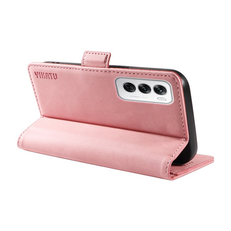 YIKATU YK-005 For Oppo Reno12 5G (Global) Leather Phone Case Side Magnetic Clasps - Pink