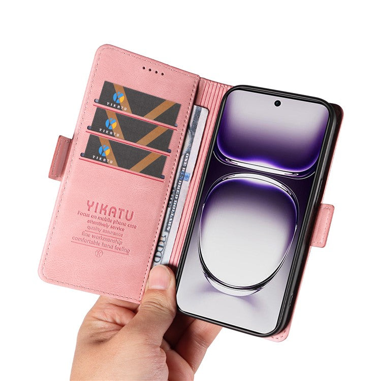 YIKATU YK-005 For Oppo Reno12 5G (Global) Leather Phone Case Side Magnetic Clasps - Pink