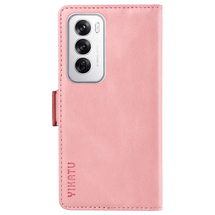 YIKATU YK-005 For Oppo Reno12 5G (Global) Leather Phone Case Side Magnetic Clasps - Pink