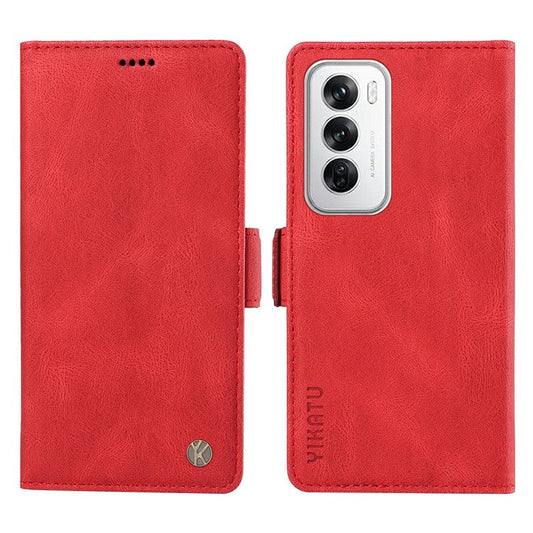 YIKATU YK-005 For Oppo Reno12 5G (Global) Leather Phone Case Side Magnetic Clasps - Red