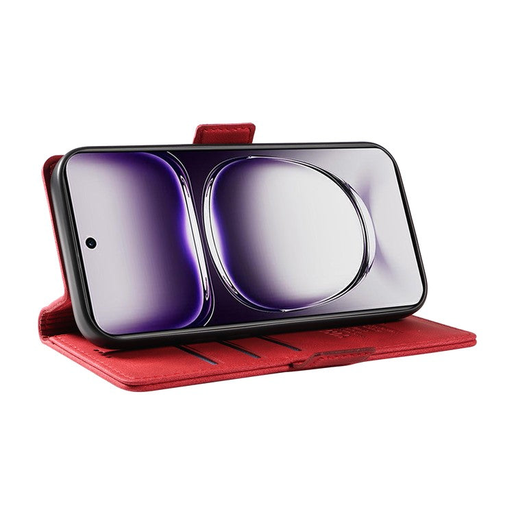 YIKATU YK-005 For Oppo Reno12 5G (Global) Leather Phone Case Side Magnetic Clasps - Red
