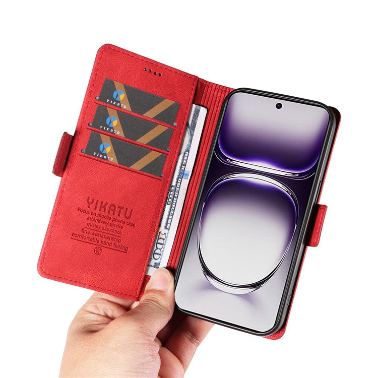 YIKATU YK-005 For Oppo Reno12 5G (Global) Leather Phone Case Side Magnetic Clasps - Red