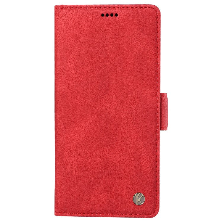 YIKATU YK-005 For Oppo Reno12 5G (Global) Leather Phone Case Side Magnetic Clasps - Red