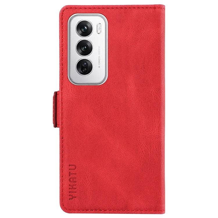 YIKATU YK-005 For Oppo Reno12 5G (Global) Leather Phone Case Side Magnetic Clasps - Red