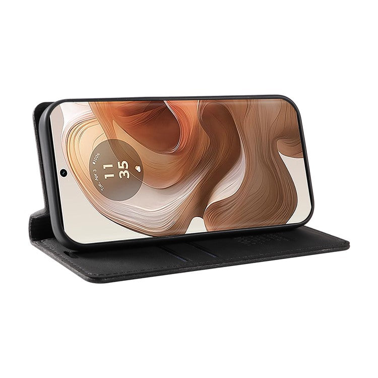 YIKATU YK-004 For Motorola Moto X50 Ultra 5G / Edge 50 Ultra 5G Case Leather Phone Wallet Cover Skin-Touch - Black