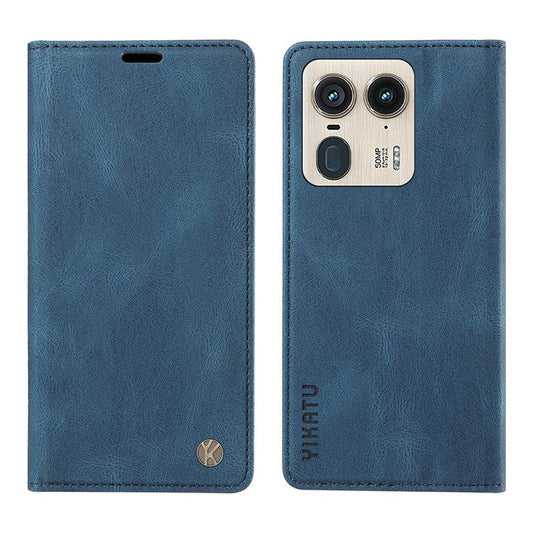 YIKATU YK-004 For Motorola Moto X50 Ultra 5G / Edge 50 Ultra 5G Case Leather Phone Wallet Cover Skin-Touch - Blue