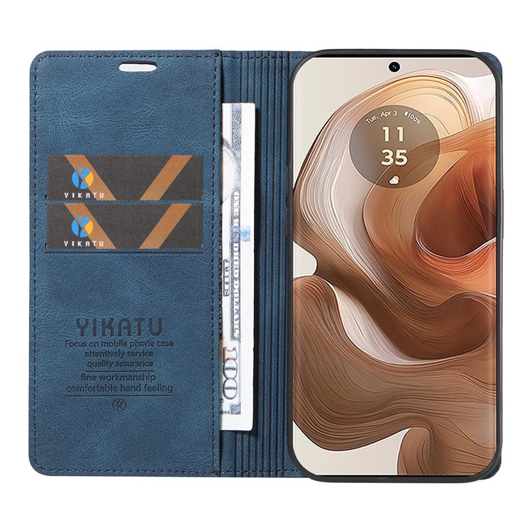YIKATU YK-004 For Motorola Moto X50 Ultra 5G / Edge 50 Ultra 5G Case Leather Phone Wallet Cover Skin-Touch - Blue
