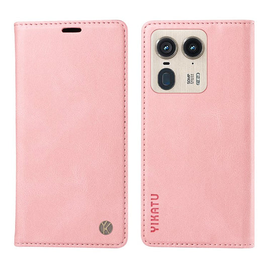 YIKATU YK-004 For Motorola Moto X50 Ultra 5G / Edge 50 Ultra 5G Case Leather Phone Wallet Cover Skin-Touch - Pink