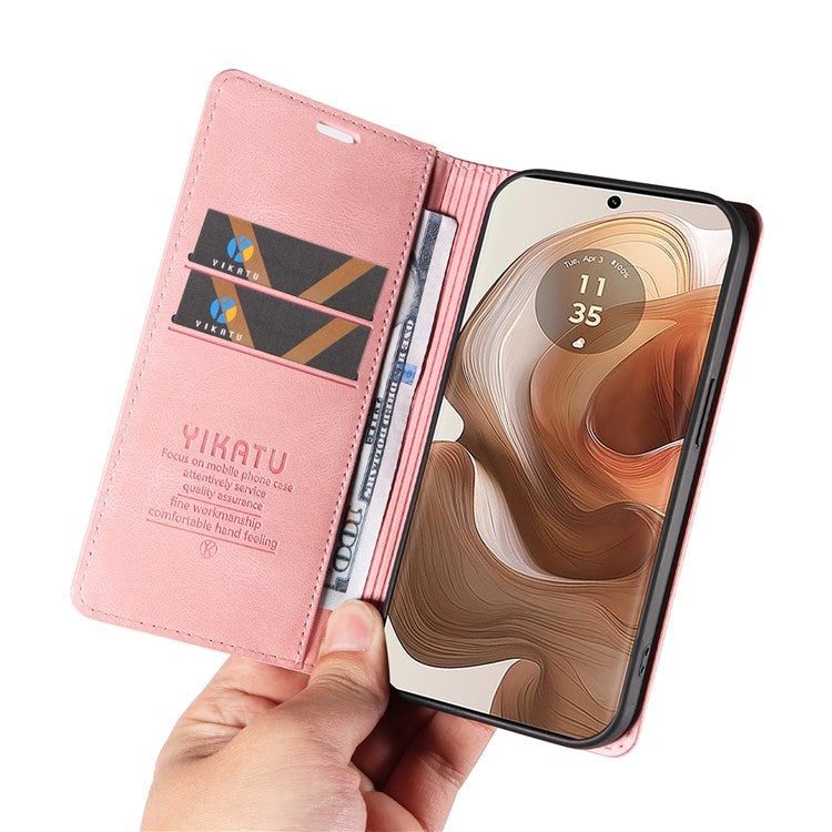 YIKATU YK-004 For Motorola Moto X50 Ultra 5G / Edge 50 Ultra 5G Case Leather Phone Wallet Cover Skin-Touch - Pink
