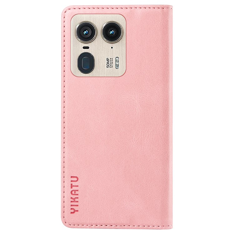 YIKATU YK-004 For Motorola Moto X50 Ultra 5G / Edge 50 Ultra 5G Case Leather Phone Wallet Cover Skin-Touch - Pink